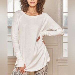 Free People We the Free Snowy Oversized Long Sleeve Thermal Top Off-White Small